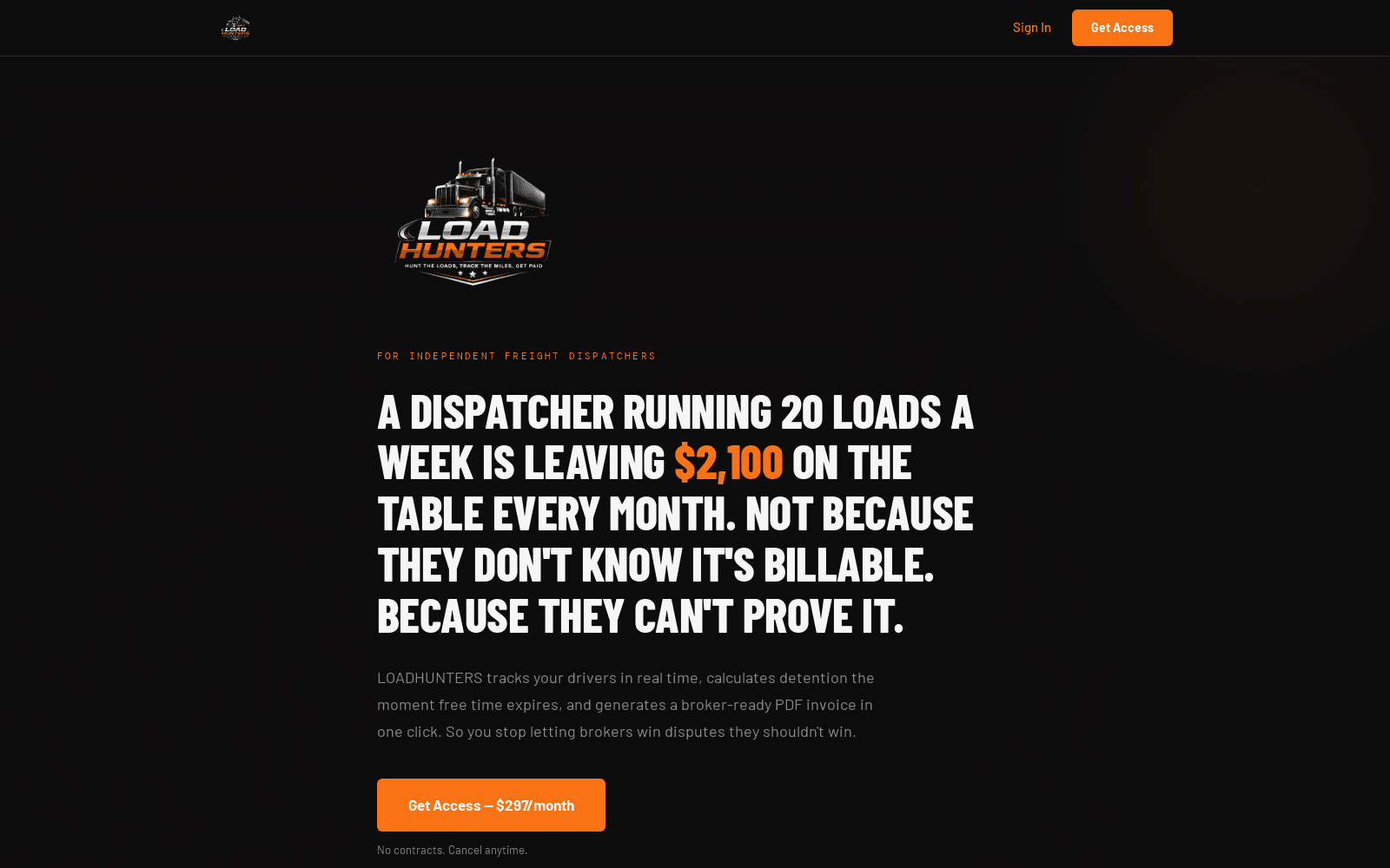 LoadHunters — live site screenshot